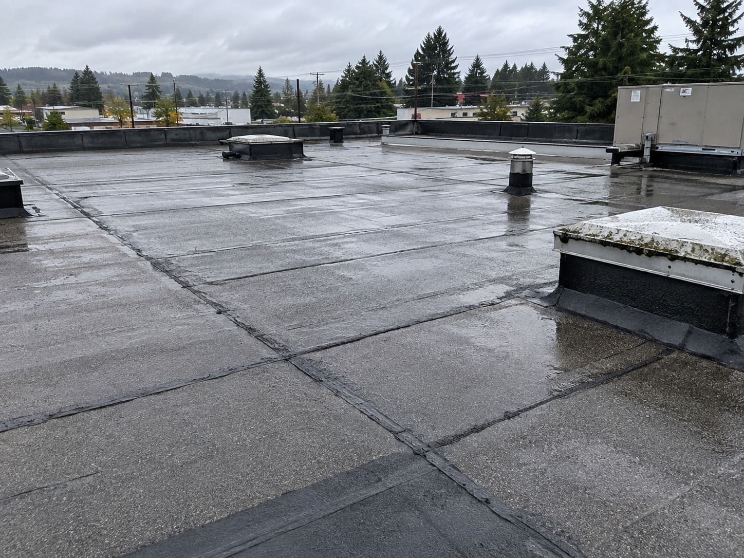 Built-up roofing on a commercial flat roof in Gresham, Oregon