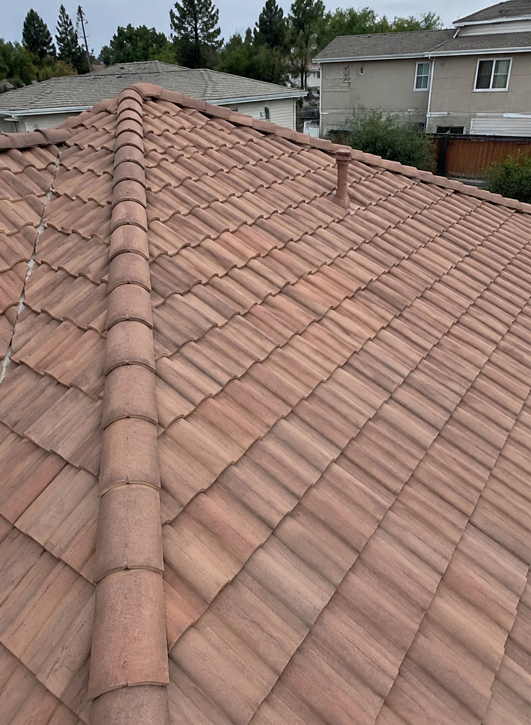 Concrete and clay tile roof on a home in Gresham, Oregon
